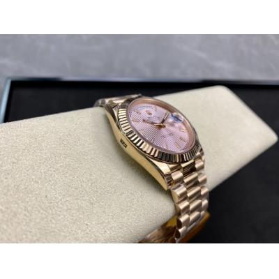 EWF DayDate 40 228235 A2836 Automatic Mens Watch RG Pink Stick Dial President Bracelet Best Edition