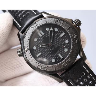 Replica Seamaster Japan Miyota 8215 Automatic Mens Watch Black Dial Leather Strap E434