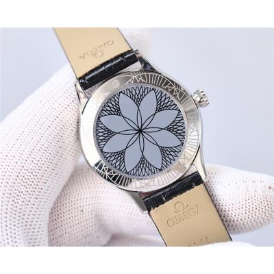 Replica De Ville Japan Quartz Movement Womens Watch White Dial Diamonds Case Leather Strap C E435