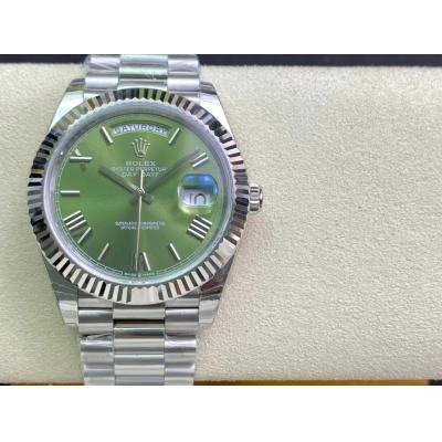 EWF DayDate 40 228239 A2836 Automatic Mens Watch Green Stick Dial President Bracelet Best Edition