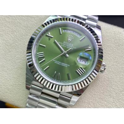 EWF DayDate 40 228239 A2836 Automatic Mens Watch Green Stick Dial President Bracelet Best Edition