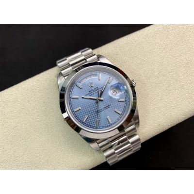 EWF DayDate 40 228239 A2836 Automatic Mens Watch Ice Blue Stick Dial President Bracelet Best Edition