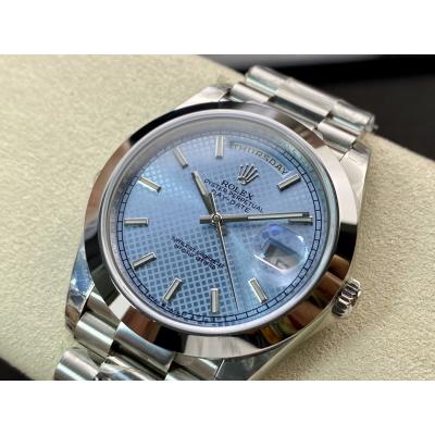 EWF DayDate 40 228239 A2836 Automatic Mens Watch Ice Blue Stick Dial President Bracelet Best Edition