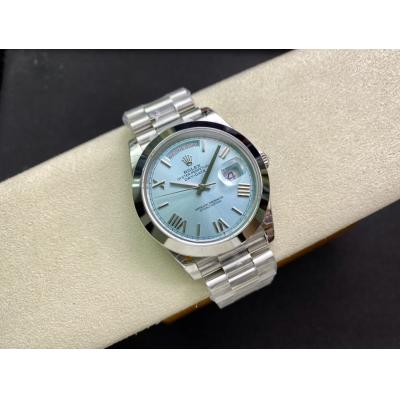 EWF DayDate 40 228239 A2836 Automatic Mens Watch Ice Blue Roman Dial President Bracelet Best Edition