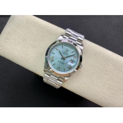 EWF DayDate 40 228239 A2836 Automatic Mens Watch Ice Blue Roman Dial President Bracelet Best Edition