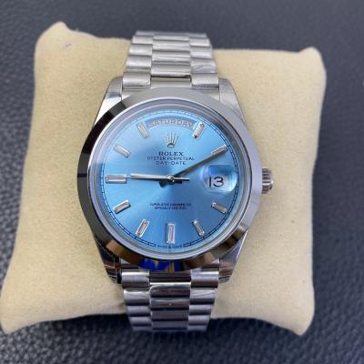 EWF DayDate 40 228239 A2836 Automatic Mens Watch Ice Blue Stick Dial President Bracelet Best Edition