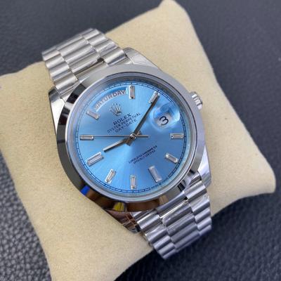 EWF DayDate 40 228239 A2836 Automatic Mens Watch Ice Blue Stick Dial President Bracelet Best Edition