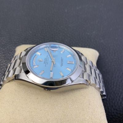 EWF DayDate 40 228239 A2836 Automatic Mens Watch Ice Blue Stick Dial President Bracelet Best Edition