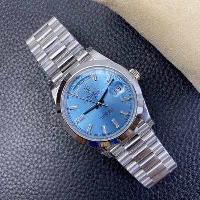 EWF DayDate 40 228239 A2836 Automatic Mens Watch Ice Blue Stick Dial President Bracelet Best Edition