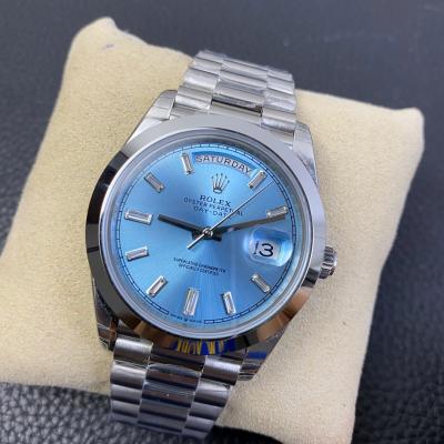 EWF DayDate 40 228239 A2836 Automatic Mens Watch Ice Blue Stick Dial President Bracelet Best Edition