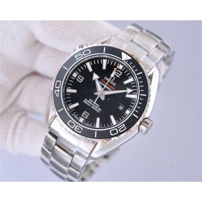 Replica Seamaster 8900 Automatic Movement Mens Watch Black Dial Leather Strap E440