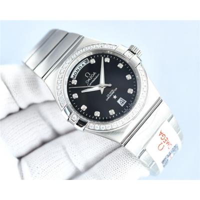 Replica Constellation Japan Miyota 8285 Automatic Mens Watch White Dial Diamonds Case Stainless Steel A E441