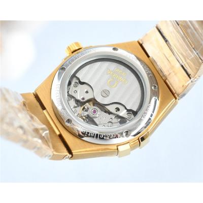 Replica Constellation Japan Miyota 8285 Automatic Mens Watch Gold Dial Diamonds Case Yellow Gold B E441