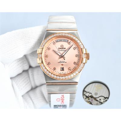 Replica Constellation Japan Miyota 8285 Automatic Mens Watch Silver Dial Two Tone Rose Gold C E441