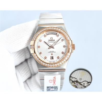 Replica Constellation Japan Miyota 8285 Automatic Mens Watch Silver Dial Two Tone Rose Gold C E441