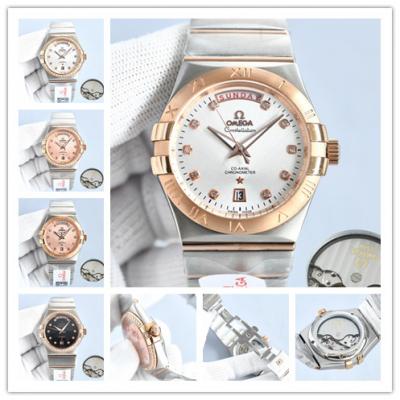 Replica Constellation Japan Miyota 8285 Automatic Mens Watch Silver Dial Two Tone Rose Gold C E441