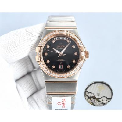 Replica Constellation Japan Miyota 8285 Automatic Mens Watch Silver Dial Two Tone Rose Gold C E441