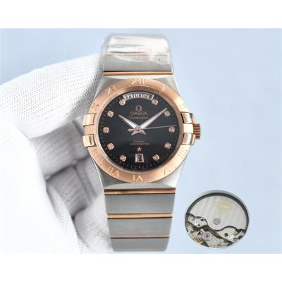 Replica Constellation Japan Miyota 8285 Automatic Mens Watch Silver Dial Two Tone Rose Gold C E441