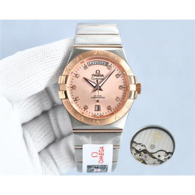 Replica Constellation Japan Miyota 8285 Automatic Mens Watch Silver Dial Two Tone Rose Gold C E441