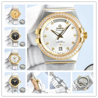 Replica Constellation Japan Miyota 8285 Automatic Mens Watch Silver Dial Diamonds Case Two Tone Yellow Gold D E441