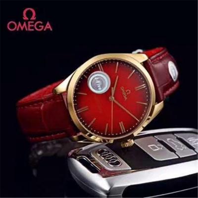 Replica De Ville Japan Miyota 821A Automatic Movement Mens Watch Red Dial Two Tone Yellow Gold G19