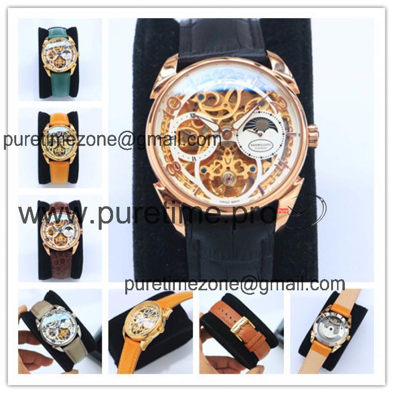 Replica Tonda A21j Automatic Movement Mens Watch Skeleton Dial Leather Strap A E49