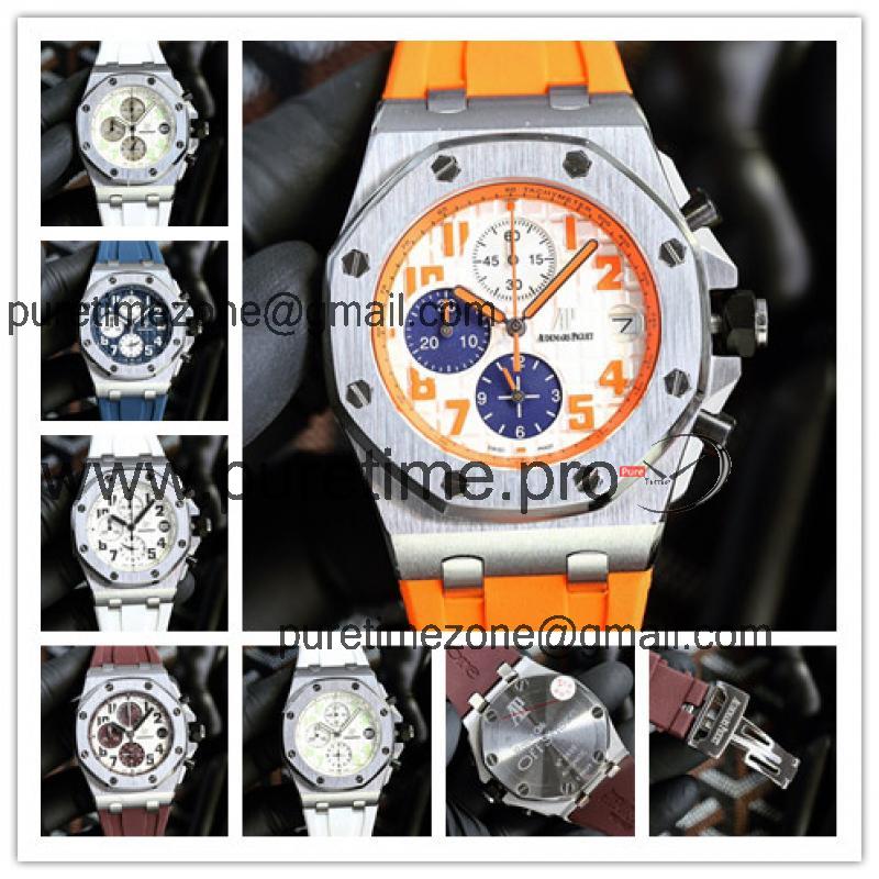 Replica Royal Oak Offshore Japan Quartz chronograph Movement Mens Watch White Dial Rubber Strap E212