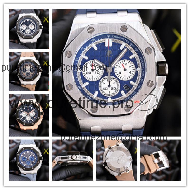 Replica Royal Oak Offshore Japan Quartz chronograph Movement Mens Watch Blue Dial Rubber Strap E216