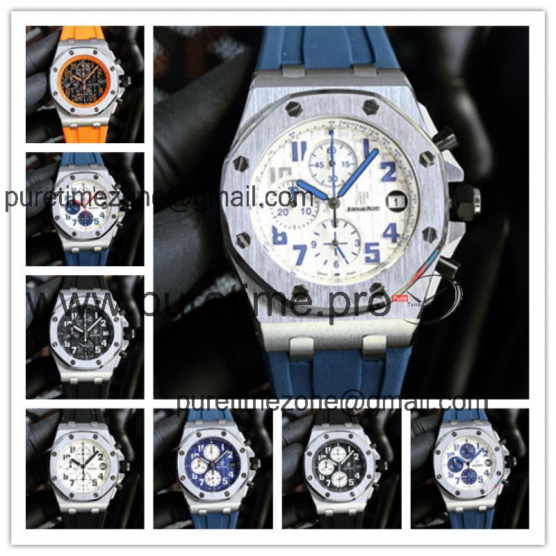 Replica Royal Oak Offshore Japan Quartz chronograph Movement Mens Watch White Dial Rubber Strap E217