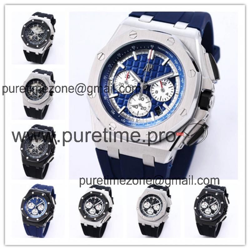 Replica Royal Oak Offshore Japan Quartz chronograph Movement Mens Watch Blue Dial Rubber Strap A A31