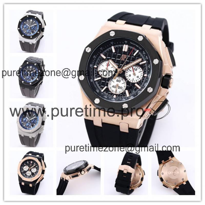 Replica Royal Oak Offshore Japan Quartz chronograph Movement Mens Watch Black Dial Rubber Strap B A31