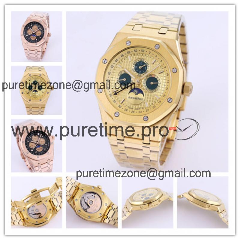 Replica Royal Oak A21j Automatic Movement Mens Watch Gold Dial Yellow Gold B A36