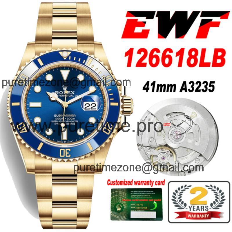 EWF Submariner 41 126618LB A3235 Automatic Mens Watch YG Ceramic Bezel Blue Dial 904L SS Oyster Bracelet Best Edition