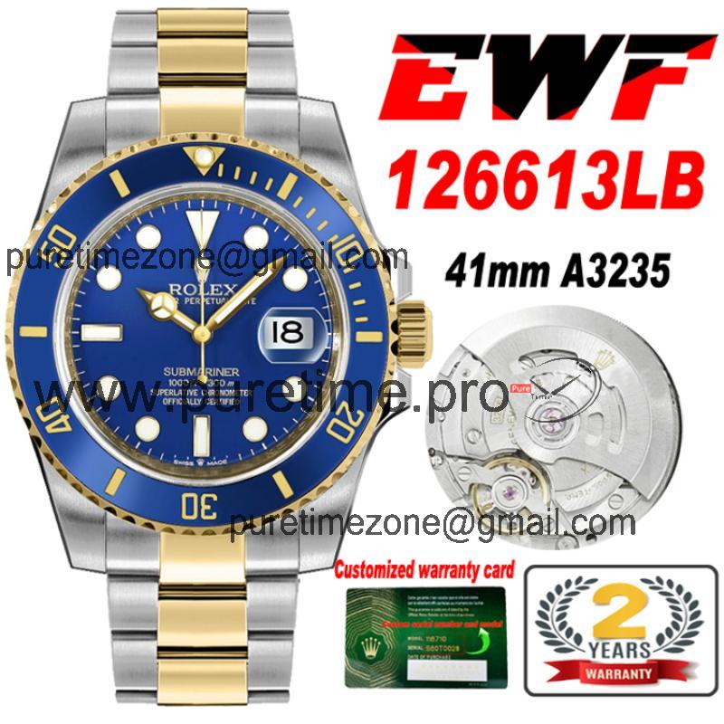 EWF Submariner 41 126613LB A3235 Automatic Mens Watch TT YG Ceramic Blue Dial 904L OysterSteel Bracelet Best Edition