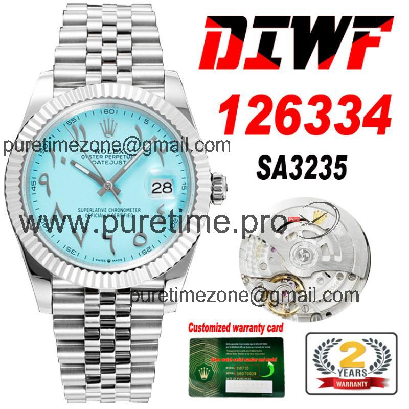 Datejust 41 126334 A3235 Automatic Mens Watch Best Edition DIWF Tiffany Blue Arabic Script Dial 904L Jubilee SS Bracelet