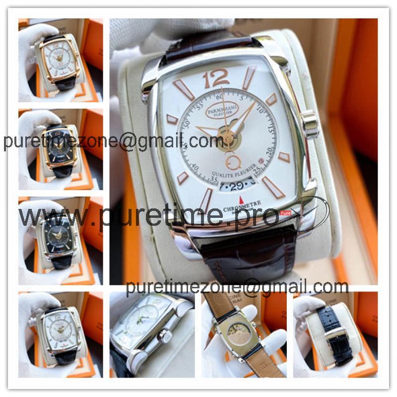 Replica Tonda A2813 Automatic Movement Mens Watch White Dial Leather Strap A E63