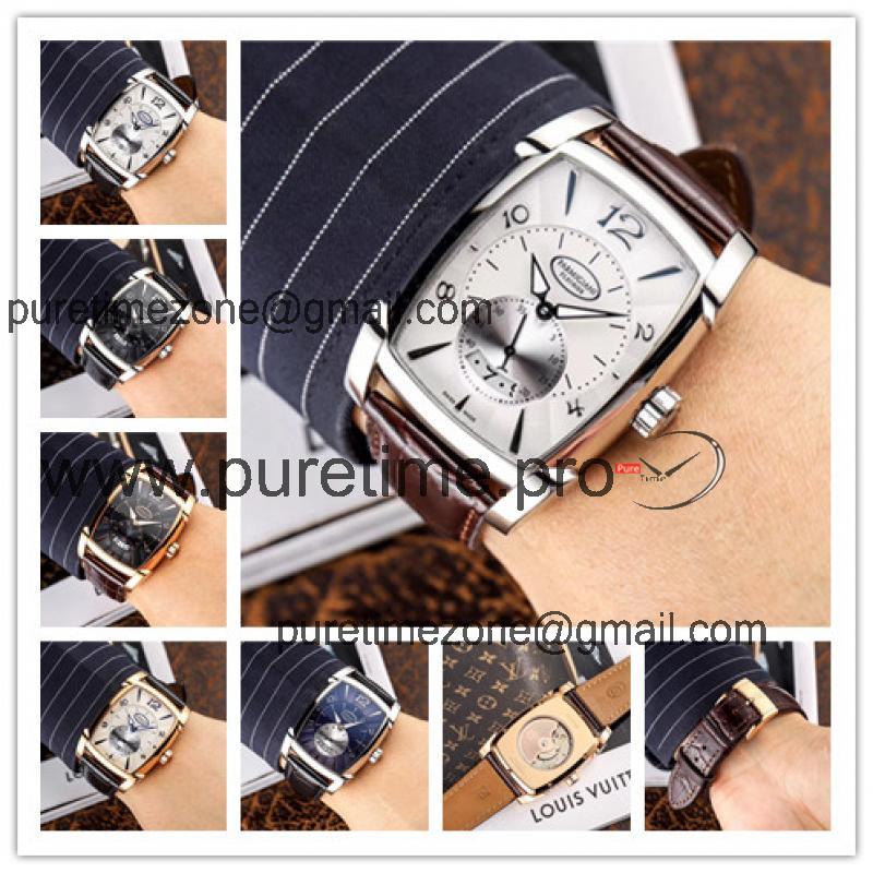 Replica Kalpa A2813 Automatic Movement Mens Watch Silver Dial Leather Strap E64