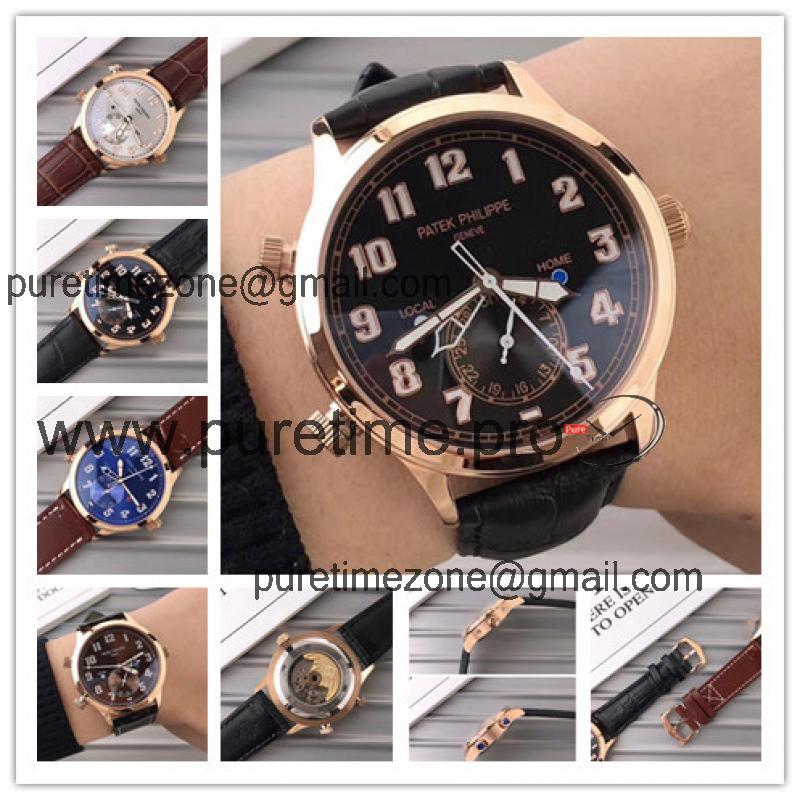 Replica Grand Complications A21j Automatic Movement Mens Watch Black Dial Leather Strap A E04