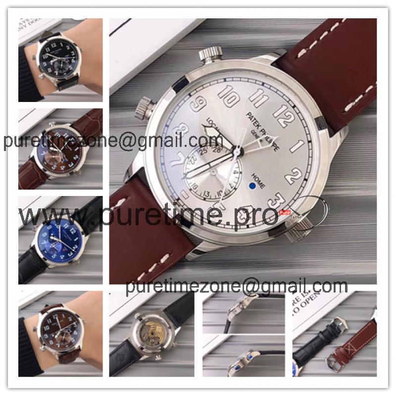 Replica Grand Complications A21j Automatic Movement Mens Watch Silver Dial Leather Strap B E04