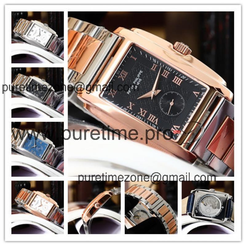 Replica Gondolo A21j Automatic Movement Mens Watch Black Dial Two Tone Rose Gold B E13