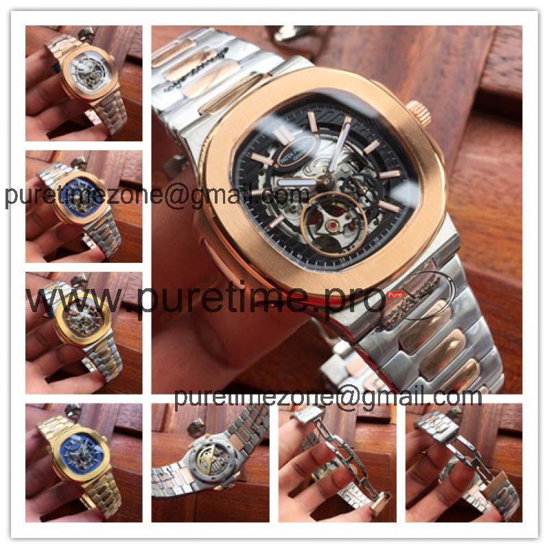 Replica Nautilus Japan Miyota 8215 Automatic Movement Mens Watch Skeleton Dial Two Tone Rose Gold A E14