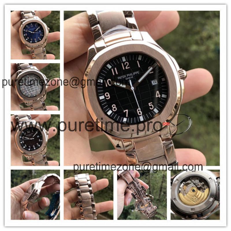 Replica Aquanaut A2813 Automatic Movement Mens Watch Black Dial Rose Gold A E15