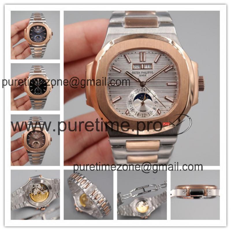 Replica Nautilus A21j Automatic Movement Mens Watch Silver Dial Two Tone Rose Gold I E18