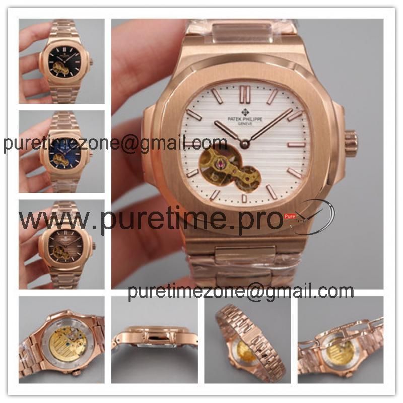 Replica Nautilus A21j Automatic Movement Mens Watch White Dial Rose Gold A E20