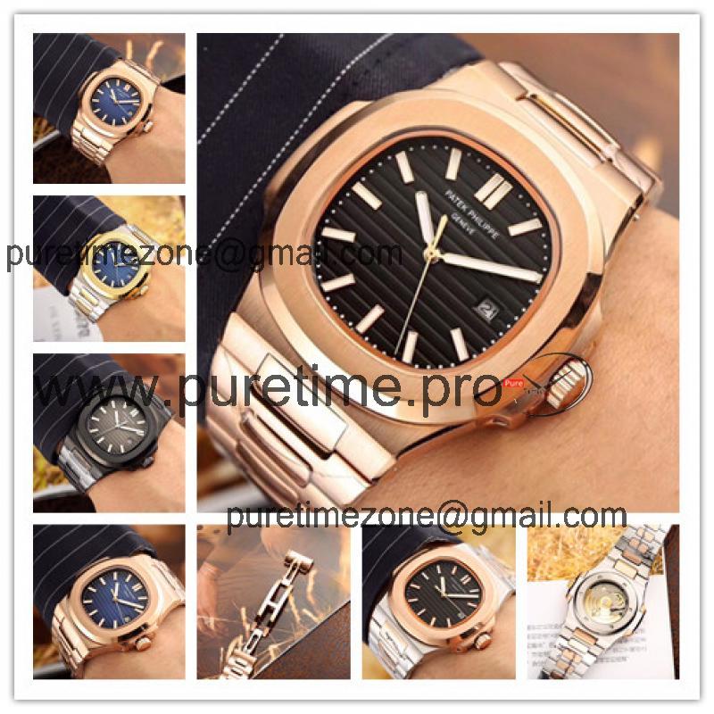 Replica Nautilus A21j Automatic Movement Mens Watch Black Dial Rose Gold A E25