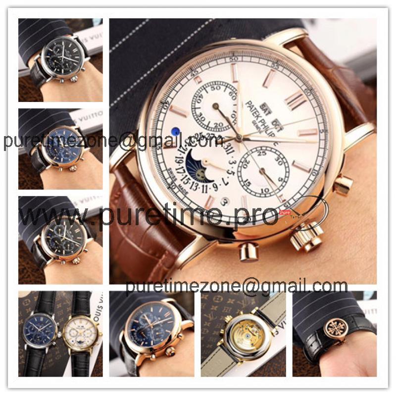 Replica Grand Complications A21j Automatic Movement Mens Watch White Dial Leather Strap A E28