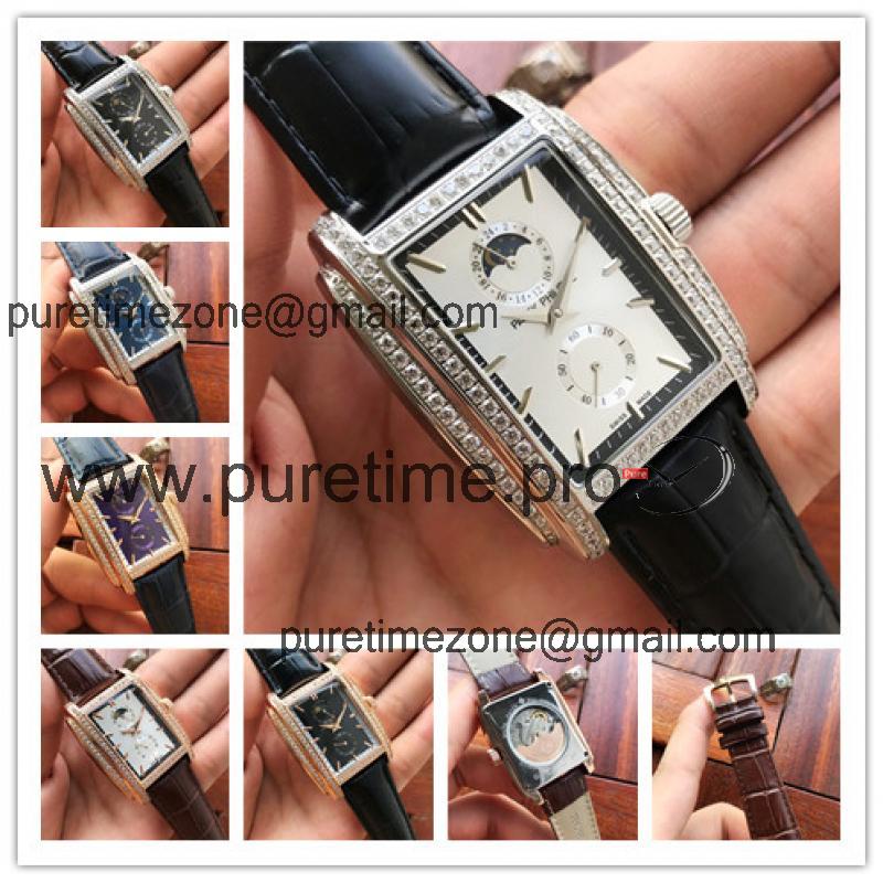 Replica Gondolo A21j Automatic Movement Mens/Womens Watch White Dial Diamonds Case Leather Strap C E46