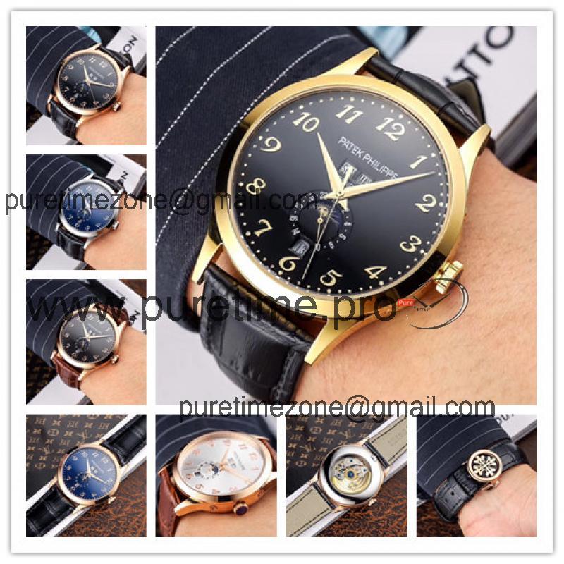 Replica Grand Complications A21j Automatic Movement Mens Watch Black Dial Leather Strap C E51