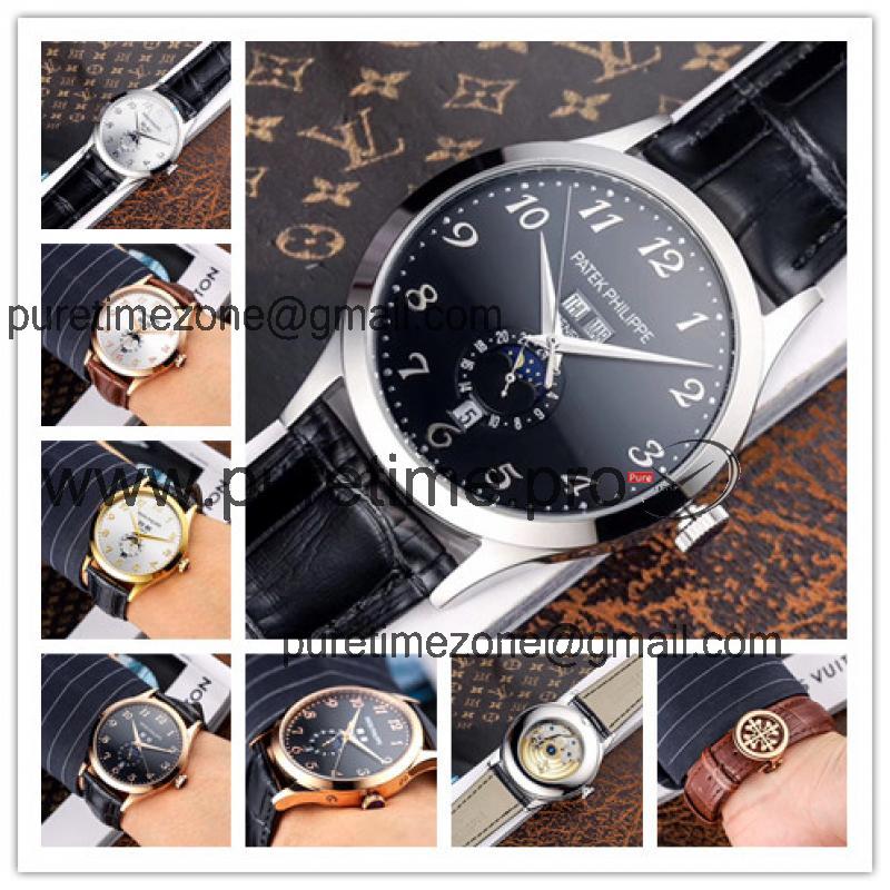 Replica Grand Complications A21j Automatic Movement Mens Watch Black Dial Leather Strap D E51