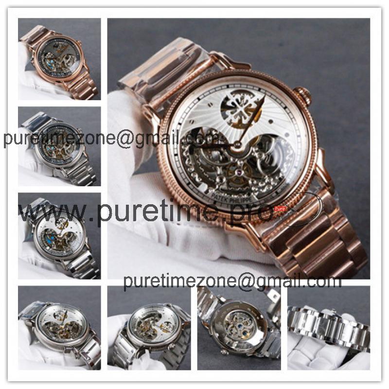 Replica Calatrava A21j Automatic Movement Mens Watch Skeleton Dial Rose Gold B E52